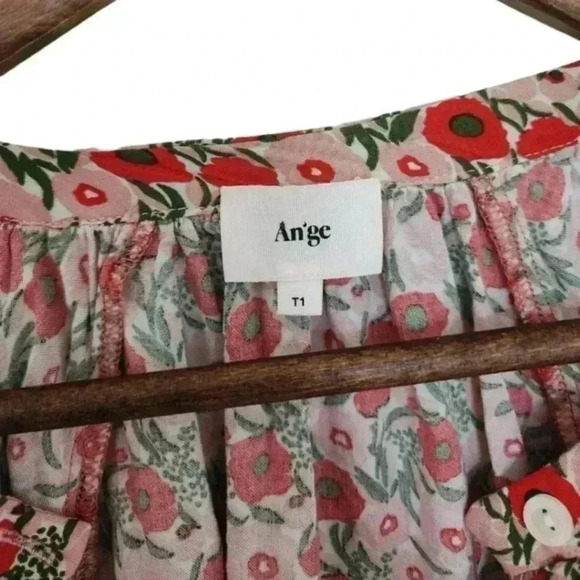 An'ge Marcella Dress Poppy Floral Print Red Pink Green Viscose  Women's size Med - Picture 10 of 14